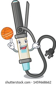 With basketball iron curling isolated in the mascot