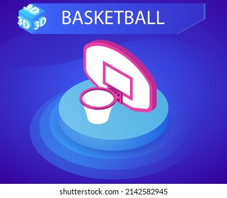 Icono de diseño isométrico del baloncesto. Ilustración web de vectores. 3.ª colorida concepción