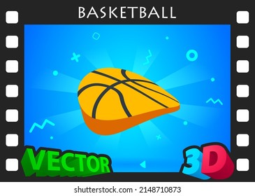 Basketball isometric design icon. Vector web illustration. 3d colorful concept