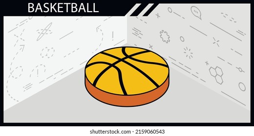 Basketball isometric design icon. Vector web illustration. 3d colorful concept
