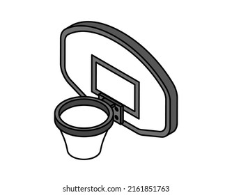 Icono de diseño isométrico del baloncesto. Ilustración web de vectores. 3.ª colorida concepción