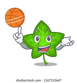With basketball ivy leaf isolated on character cartoon