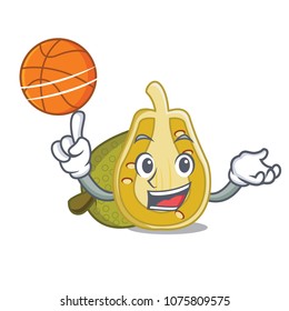 With basketball jackfruit character cartoon style