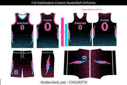 Basketball Jersey Design in Ready to use Print. Collar V-Neck Template.