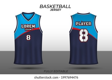 Basketball jersey design template. Uniform front and back. Sports jersey vector.