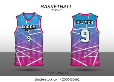 Basketball jersey design template. Uniform front and back. Sports jersey vector.