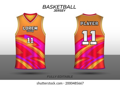 Basketball jersey design template. Uniform front and back. Sports jersey vector.