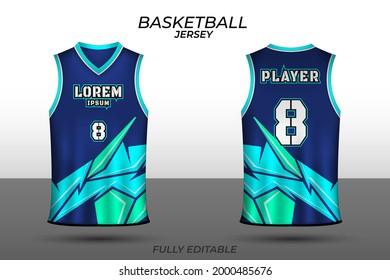 Basketball jersey design template. Uniform front and back. Sports jersey vector.