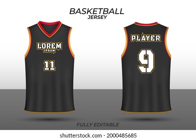 Basketball jersey design template. Uniform front and back. Sports jersey vector.