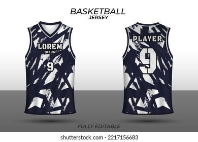 Basketball jersey design template. Uniform front and back. Sports jersey vector.