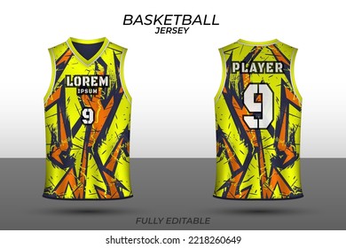 Basketball jersey design template. Uniform front and back. Sports jersey vector.