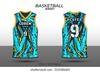 Basketball jersey design template. Uniform front and back. Sports jersey vector.