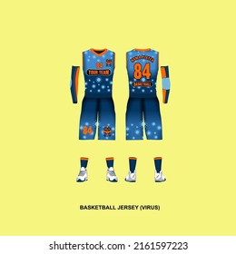 Basketball jersey design with a vyrus theme can be used for your basketball team jersey