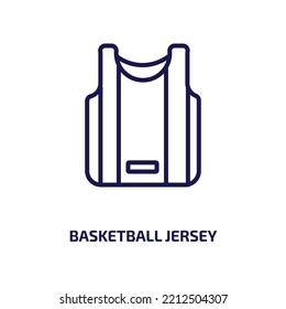 basketball jersey icon from clothes collection. Thin linear basketball jersey, american, apparel outline icon isolated on white background. Line vector basketball jersey sign, symbol for web and 