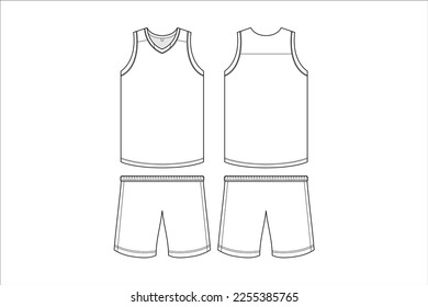 BASKETBALL JERSEY MOCKUP VECTOR LINE ART