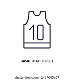 basketball jersey outline icon.  Thin line icon from clothes collection. Editable vector isolated on white background