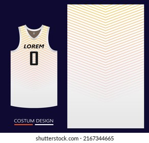 plantilla de diseño de patrón de jersey de baloncesto. fondo abstracto blanco con motivos de línea de gradiente amarillo para el patrón de tela. baloncesto, carreras, fútbol y camisetas de entrenamiento. ilustración vectorial