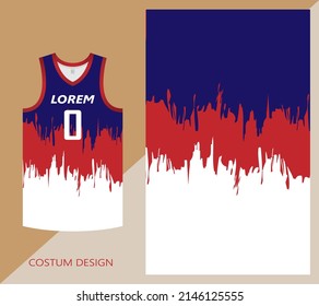 basketball jersey pattern design template.blue, red, white abstract background for fabric pattern. basketball, running, football and training jerseys. vector illustration