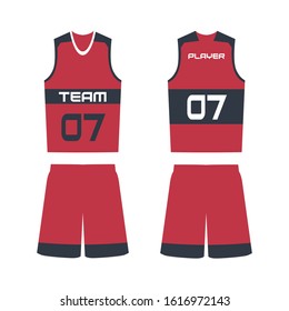 Basketball jersey, shorts, template for basketball club. Front and back view sport uniform.