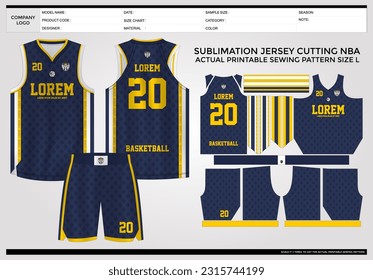 Plantilla simple y elegante de jersey de baloncesto con paquete técnico y patrón de costura imprimible real