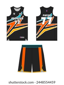Basketball jersey template design, basketball uniform mockup design, vector sublimation sports apparel design, jersey basketball ideas. Vector design.