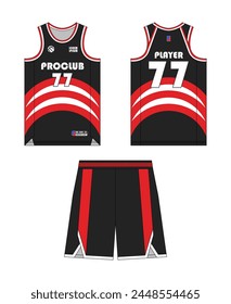 Diseño de la Plantilla del jersey del baloncesto, diseño de la maqueta del uniforme del baloncesto, diseño de la ropa deportiva de la sublimación del Vector, ideas del baloncesto del jersey. Diseño de Vector.