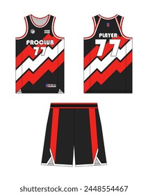 Basketball jersey template design, basketball uniform mockup design, vector sublimation sports apparel design, jersey basketball ideas. Vector design.