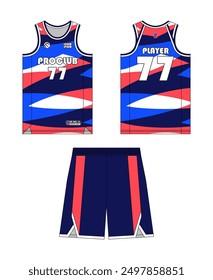 Basketball jersey template design. Basketball uniform mockup design. Tank top sport sublimation apparel design.