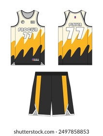 Basketball jersey template design. Basketball uniform mockup design. Tank top sport sublimation apparel design.