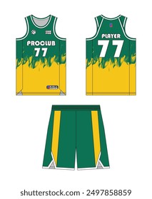 Basketball jersey template design. Basketball uniform mockup design. Tank top sport sublimation apparel design.