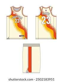 Basketball jersey template design. Basketball uniform mockup design. Tank top sport sublimation apparel design.