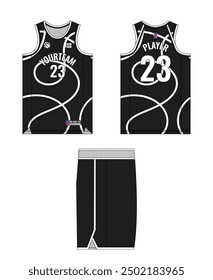 Basketball jersey template design. Basketball uniform mockup design. Tank top sport sublimation apparel design.