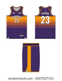 Basketball jersey template design. Basketball uniform mockup design. Tank top sport sublimation apparel design.