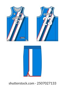 Basketball jersey template design. Basketball uniform mockup design. Tank top sport sublimation apparel design.