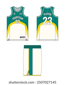 Basketball jersey template design. Basketball uniform mockup design. Tank top sport sublimation apparel design.