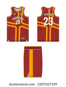 Basketball jersey template design. Basketball uniform mockup design. Tank top sport sublimation apparel design.