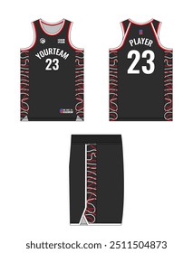 Diseño de Plantilla de jersey de baloncesto, diseño de maqueta de uniforme de baloncesto, diseño de ropa deportiva de sublimación de Vector, ideas de baloncesto de jersey.