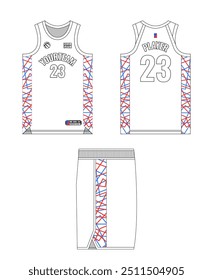 Design de modelo de camisa de basquete, design de modelo de uniforme de basquete, design de vestuário esportivo de sublimação vetorial, ideias de basquete de camisa.