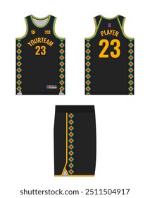 Design de modelo de camisa de basquete, design de modelo de uniforme de basquete, design de vestuário esportivo de sublimação vetorial, ideias de basquete de camisa.