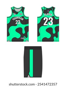 Basketball Jersey Template Design. Basketball Uniform Mockup Design. Professional Basketball Kit Design Template. Custom Basketball Jersey and Shorts Template Set.