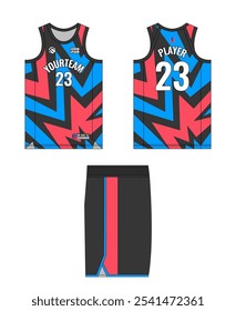 Basketball Jersey Template Design. Basketball Uniform Mockup Design. Professional Basketball Kit Design Template. Custom Basketball Jersey and Shorts Template Set.