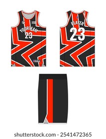 Modelo de basquete Jersey Design. Basquete Uniforme Projeto de Montagem. Modelo de design de kit de basquete profissional. Conjunto de modelos personalizados de basquete Jersey e Shorts.