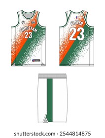 Basketball Jersey Template Design. Basketball Uniform Mockup Design. Professional Basketball Kit Design Template. Custom Basketball Jersey and Shorts Template Set.