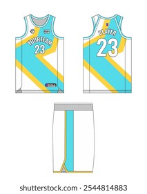 Basketball Jersey Template Design. Basketball Uniform Mockup Design. Professional Basketball Kit Design Template. Custom Basketball Jersey and Shorts Template Set.