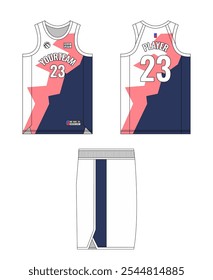 Basketball Jersey Template Design. Basketball Uniform Mockup Design. Professional Basketball Kit Design Template. Custom Basketball Jersey and Shorts Template Set.