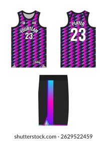 Design de modelo de camisa de basquete, design de modelo de uniforme de basquete, design de vestuário esportivo de sublimação vetorial, ideias de basquete de camisa.