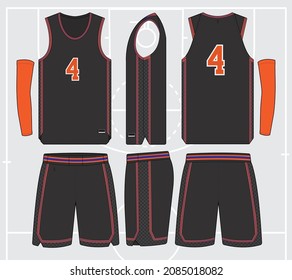 Basketball jersey template vector mockup