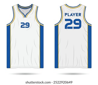 Basquete jersey uniforme maquete visão frontal e traseira