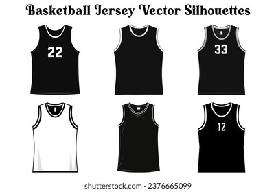 Basketball Jersey vector silhouette Set, Jersey, Jersey icon, Jersey illustration