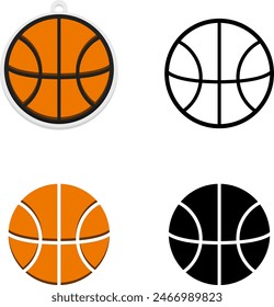 basketball keychain trincket vector icon sets